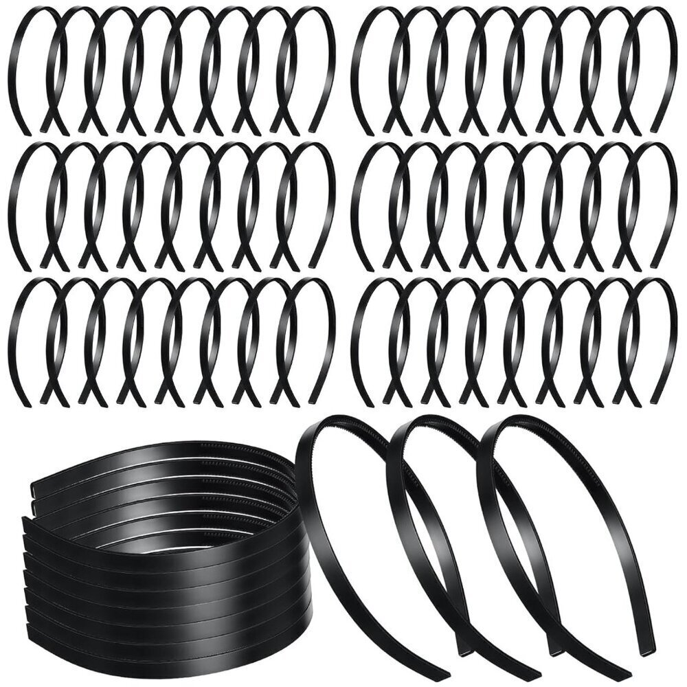 Plastic Hairbands 100 Pack Black Teen Girls Women DIY Accessories